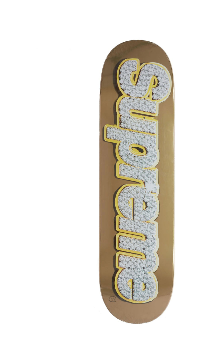 SUPREME BLING BOX LOGO SKATEBOARD DECK GOLD (SS22)